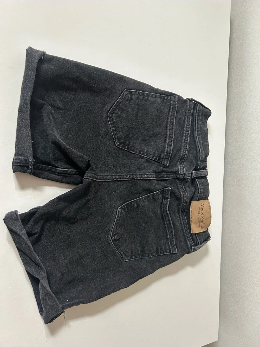 abercrombie kids Black Rolled Hem Distressed Denim Shorts